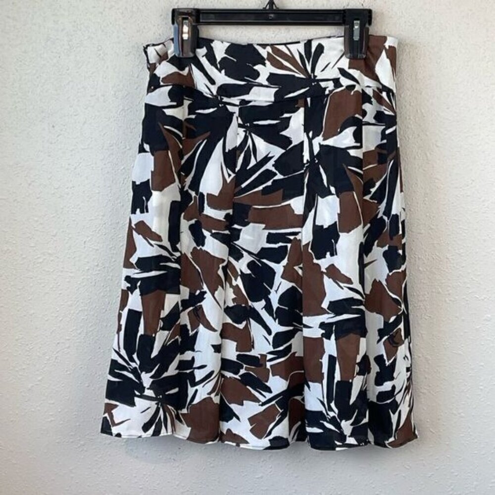 NWT JW Collection Womens Black, White and Brown Midi Skirt Size M